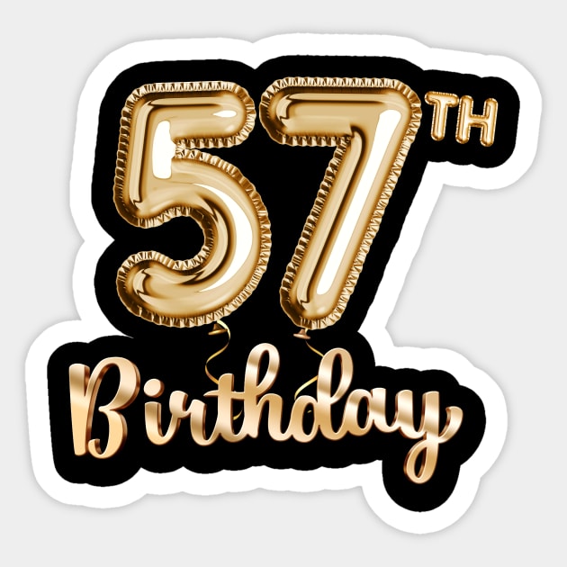 57th Birthday Gifts - Party Balloons Gold Sticker by BetterManufaktur